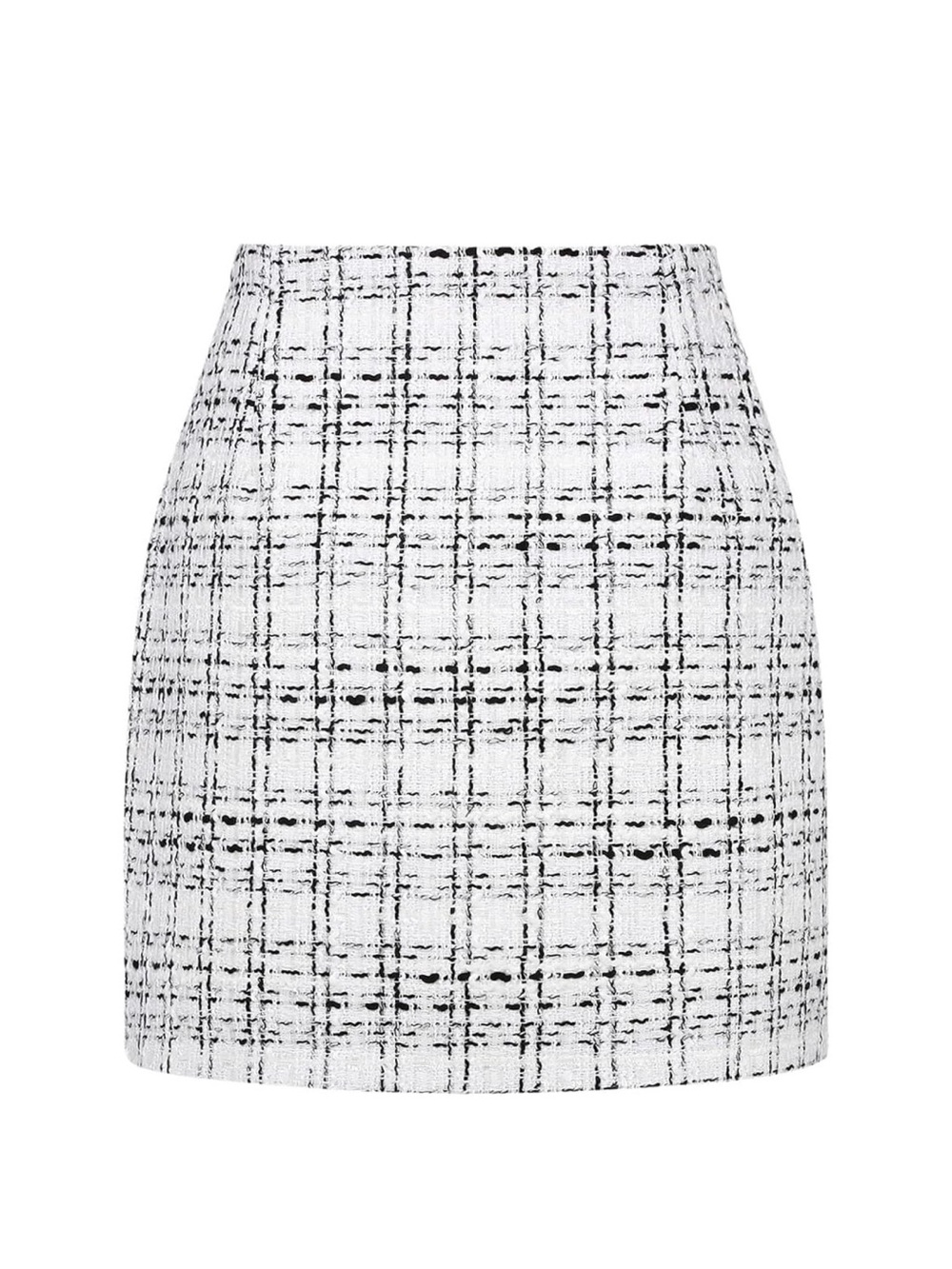 NWT! White and Black Plaid Tweed Mini Skirt